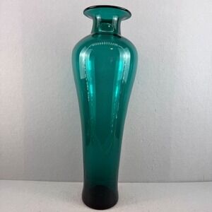 Massive 24" Blenko 8310L Teal Glass Floor Vase Don Shepherd 1980s Vintage